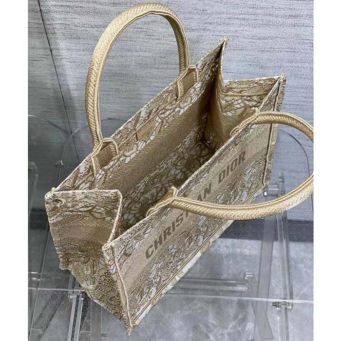 Dior Women CD Medium Dior Book Tote D-Lace Embroidery Macramé Effect