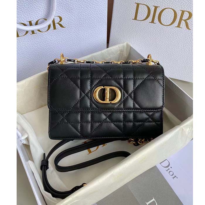 Dior Women CD Miss Caro Mini Bag Black Macrocannage Lambskin