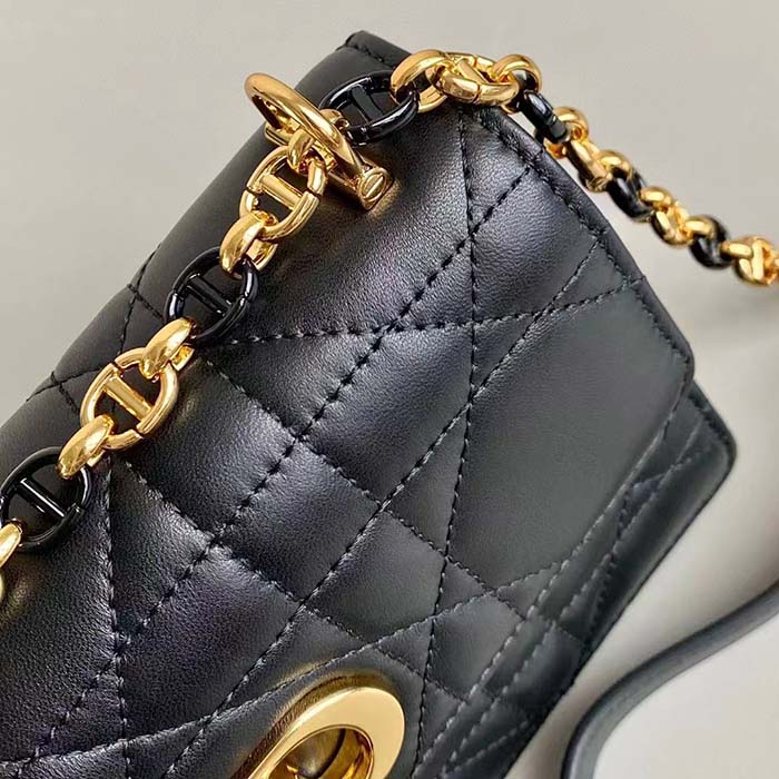 Dior Women CD Miss Caro Mini Bag Black Macrocannage Lambskin