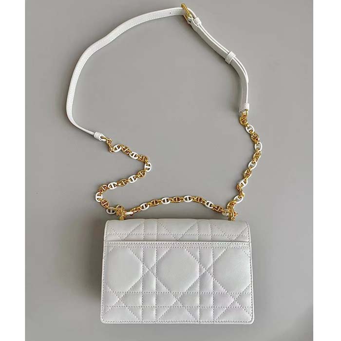 Dior Women CD Miss Caro Mini Bag Latte Macrocannage Lambskin
