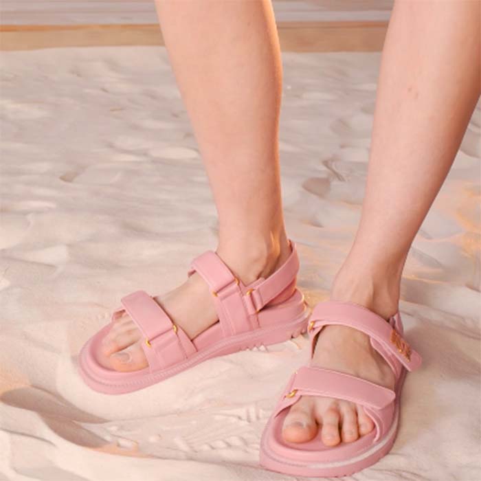 Dior Women CD Shoes DiorAct Sandal Pink Lambskin Gold-Finish Metal Signature