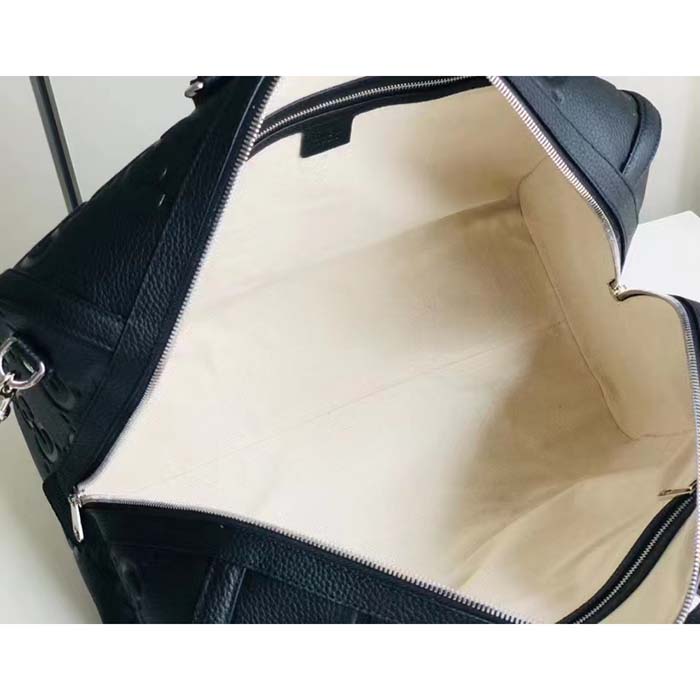 Gucci GG Unisex Jumbo GG Small Duffle Bag Black Leather Zip Closure
