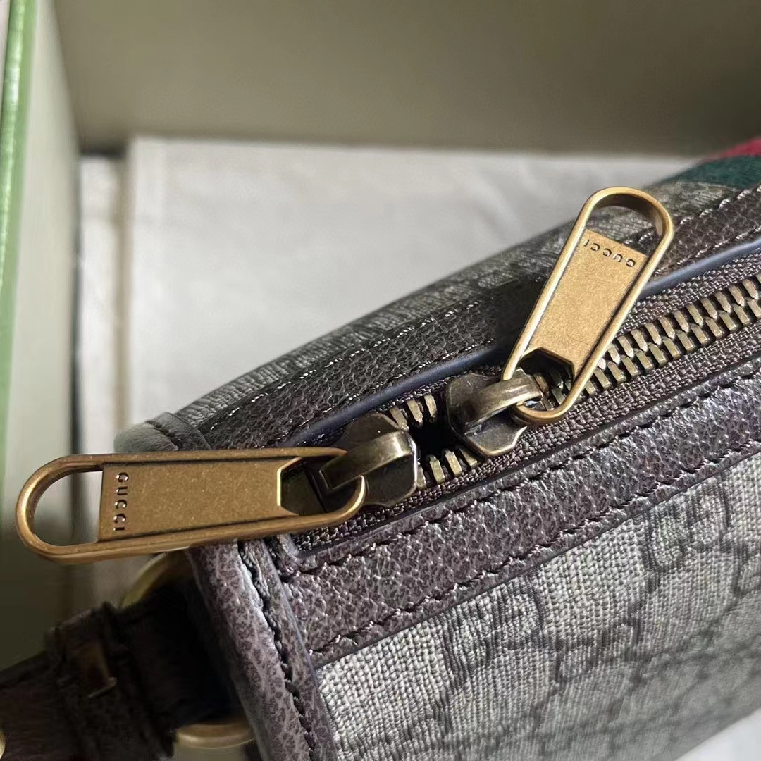 Gucci GG Unisex Ophidia GG Messenger Bag Beige Ebony GG Supreme Canvas