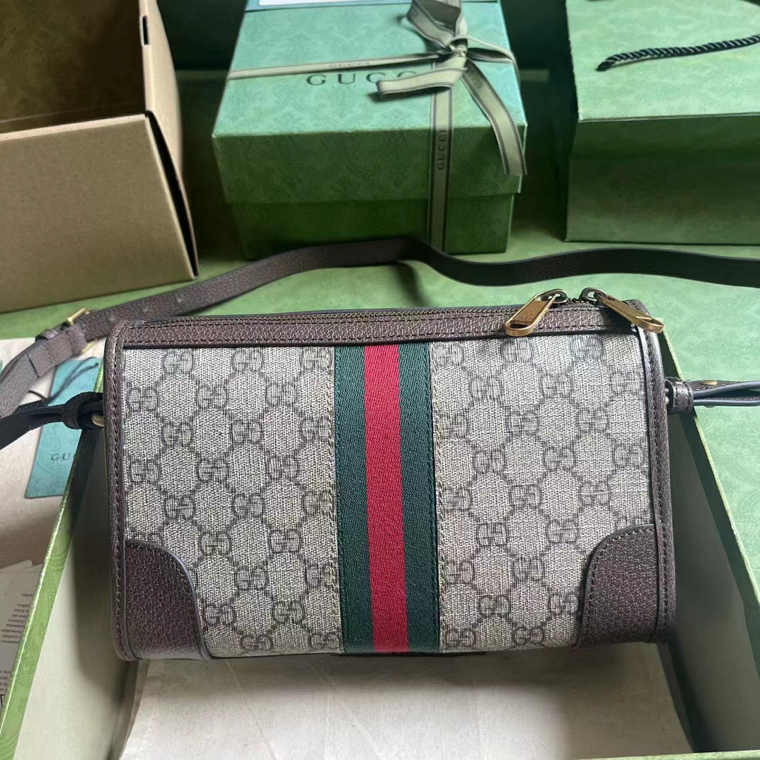 Gucci GG Unisex Ophidia GG Messenger Bag Beige Ebony GG Supreme Canvas