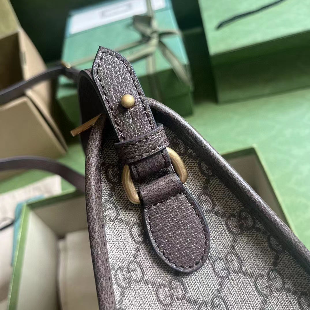 Gucci GG Unisex Ophidia GG Messenger Bag Beige Ebony GG Supreme Canvas