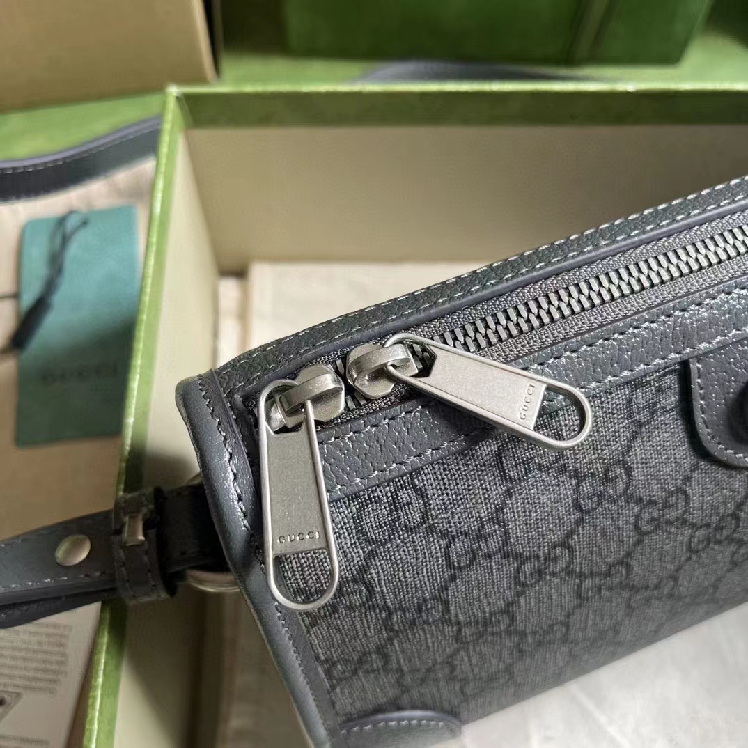 Gucci GG Unisex Ophidia GG Messenger Bag Grey Black GG Supreme Canvas