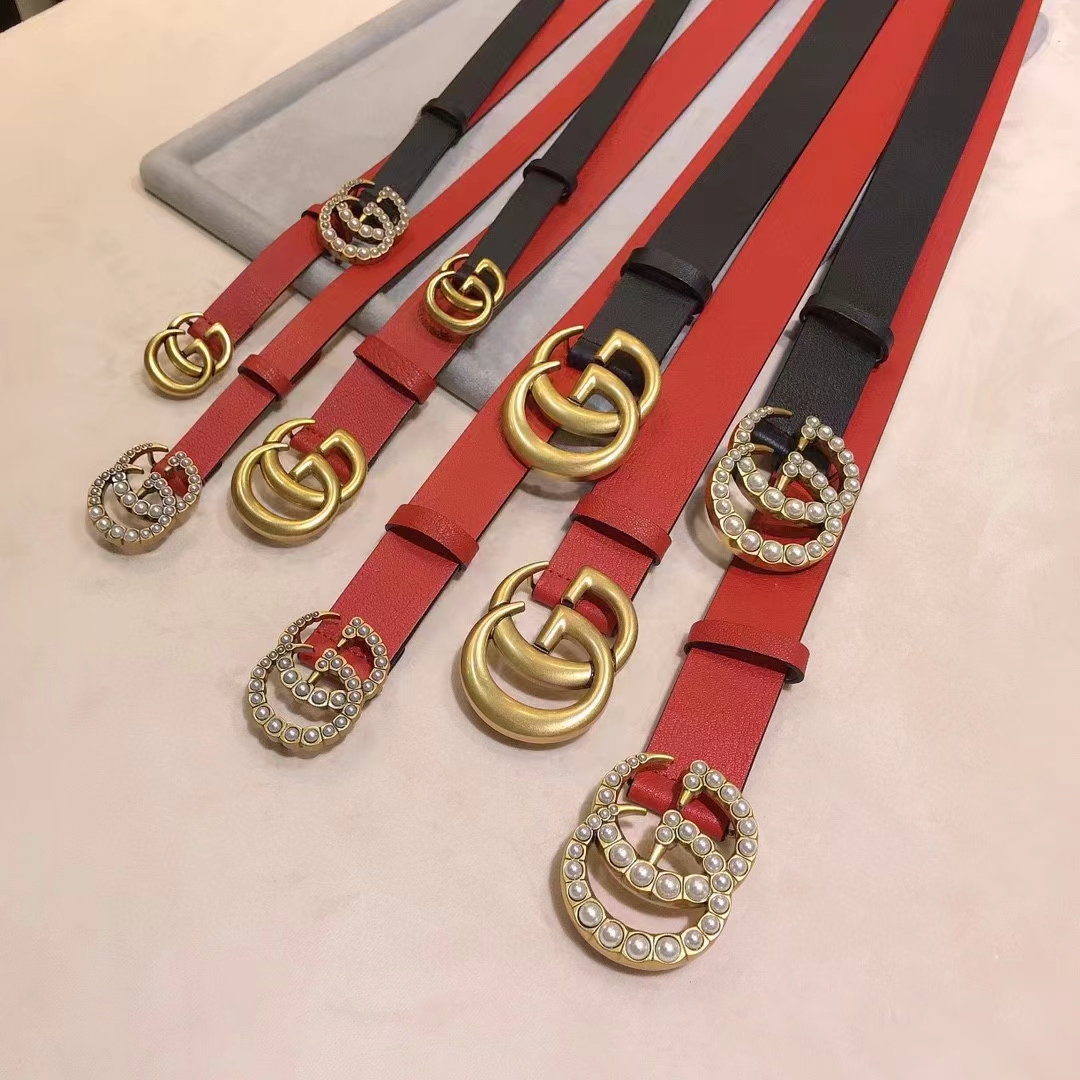 Gucci Unisex Marmont Reversible Thin Belt Black Leather Double G Buckle