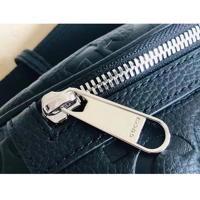 Gucci Unisex Jumbo GG Belt Bag Black Leather Zip Closure
