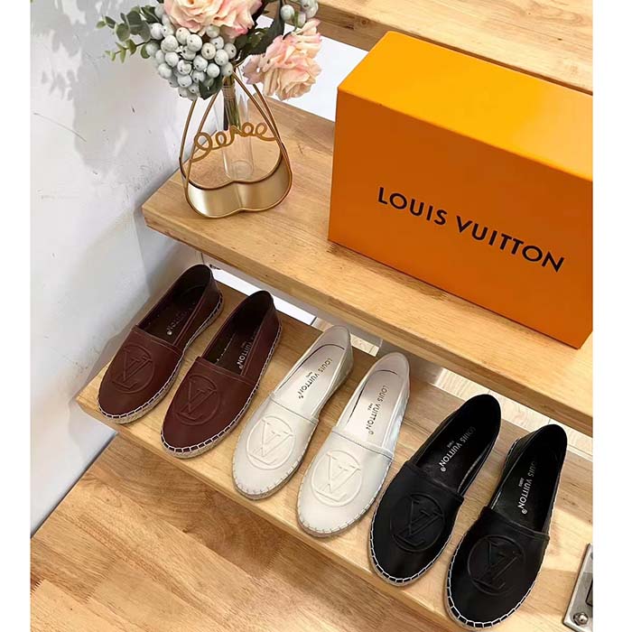 Louis Vuitton LV Women Starboard Flat Espadrille Ivory White Lamb Leather Rubber