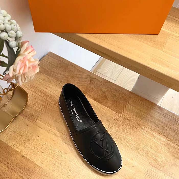 Louis Vuitton LV Women Starboard Flat Espadrille Black Lamb Leather Rubber