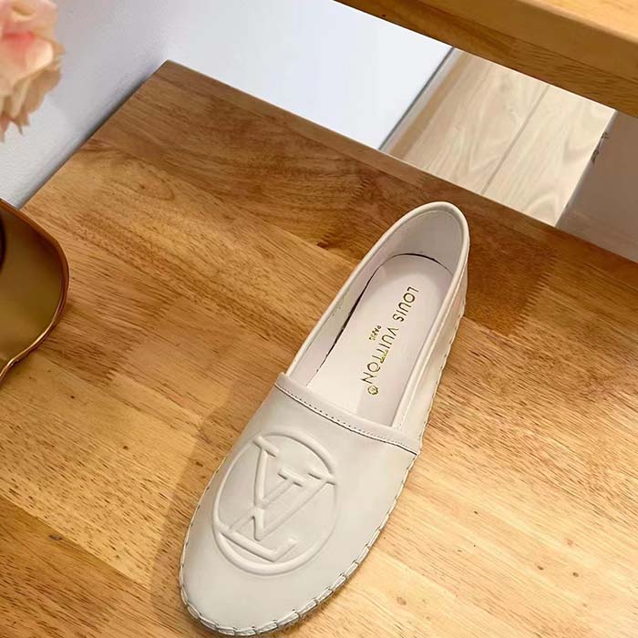 Louis Vuitton LV Women Starboard Flat Espadrille Ivory White Lamb Leather Rubber