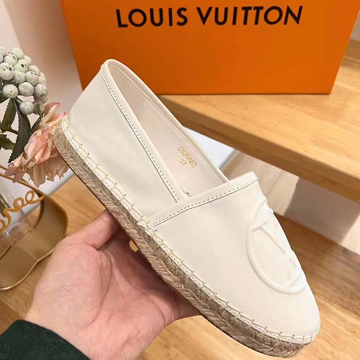 Louis Vuitton LV Women Starboard Flat Espadrille Ivory White Lamb Leather Rubber