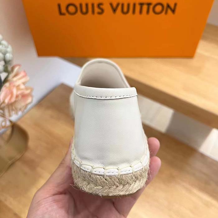 Louis Vuitton LV Women Starboard Flat Espadrille Ivory White Lamb Leather Rubber