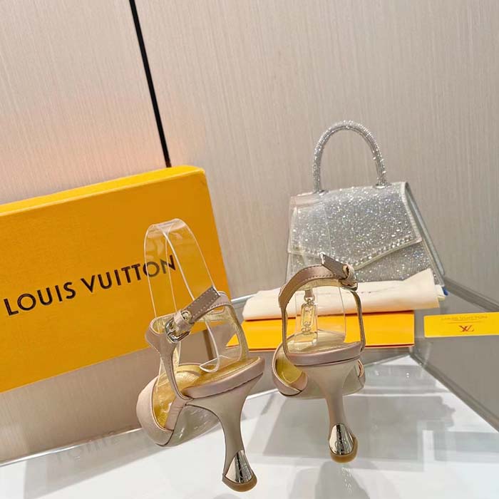Louis Vuitton Women LV Sparkle Sandal Gold Calfskin Leather Outsole 9.5 CM Heel