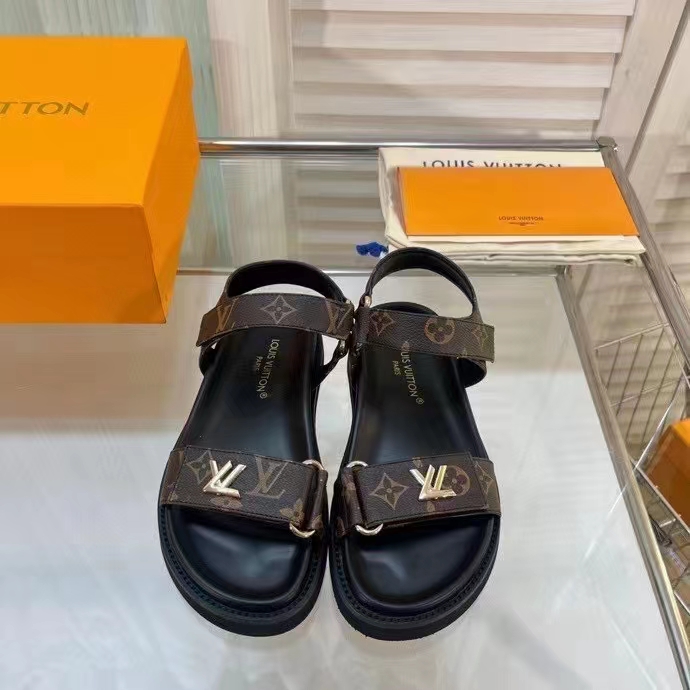 Louis Vuitton Women LV Sunset Comfort Flat Cacao Brown Patent Monogram Canvas