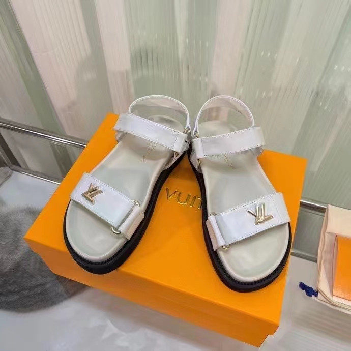 Louis Vuitton Women LV Sunset Comfort Flat Sandal Ivory White Lamb Leather