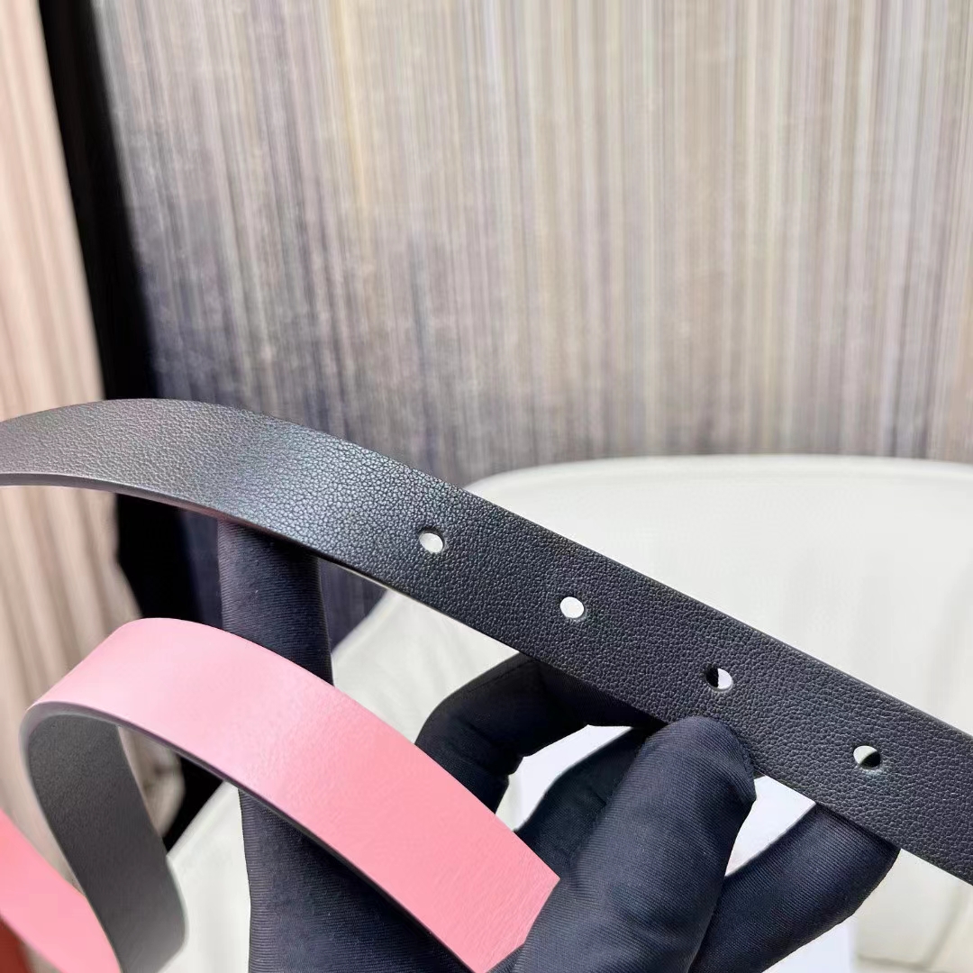 Dior CD Unisex 30 Montaigne Reversible Belt Black Ethereal Pink Smooth Calfskin 20 MM Width