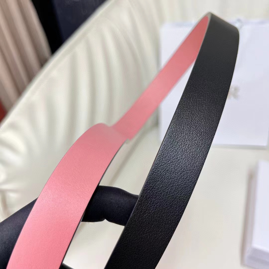 Dior CD Unisex 30 Montaigne Reversible Belt Black Ethereal Pink Smooth Calfskin 20 MM Width