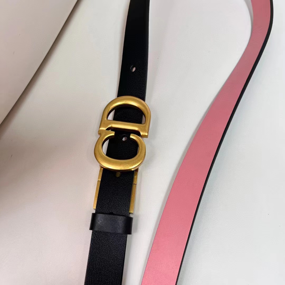 Dior CD Unisex 30 Montaigne Reversible Belt Black Ethereal Pink Smooth Calfskin 20 MM Width
