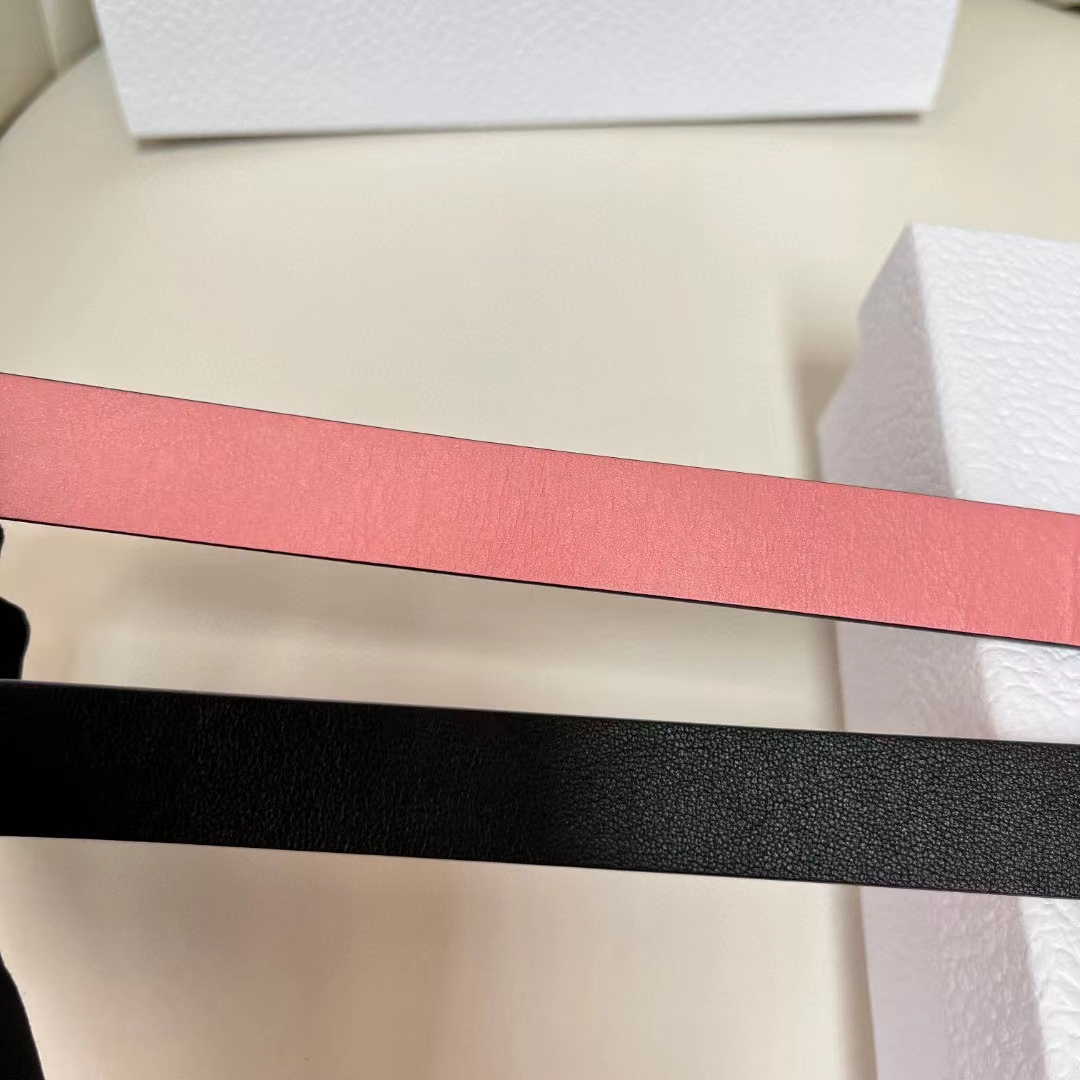 Dior CD Unisex 30 Montaigne Reversible Belt Black Ethereal Pink Smooth Calfskin 20 MM Width