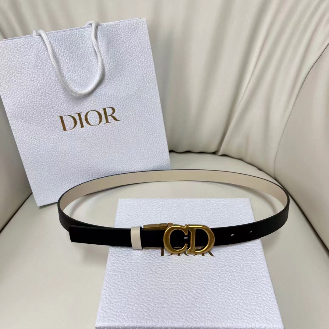 Dior CD Unisex 30 Montaigne Reversible Belt Black Latte Smooth Calfskin 20 MM Width