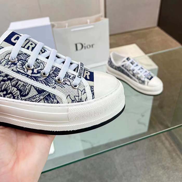 Dior CD Unisex Walk’n’Dior Sneaker Blue Toile De Jouy Embroidered Cotton