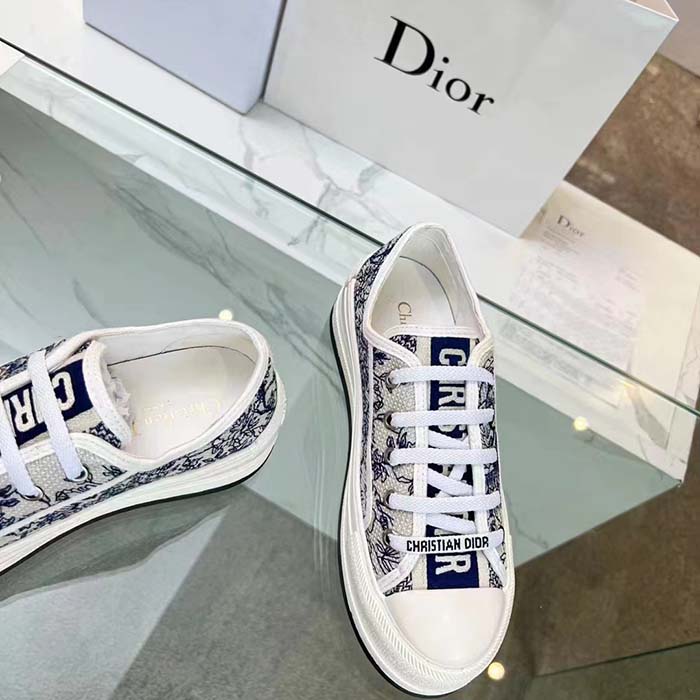 Dior CD Unisex Walk’n’Dior Sneaker Blue Toile De Jouy Embroidered Cotton