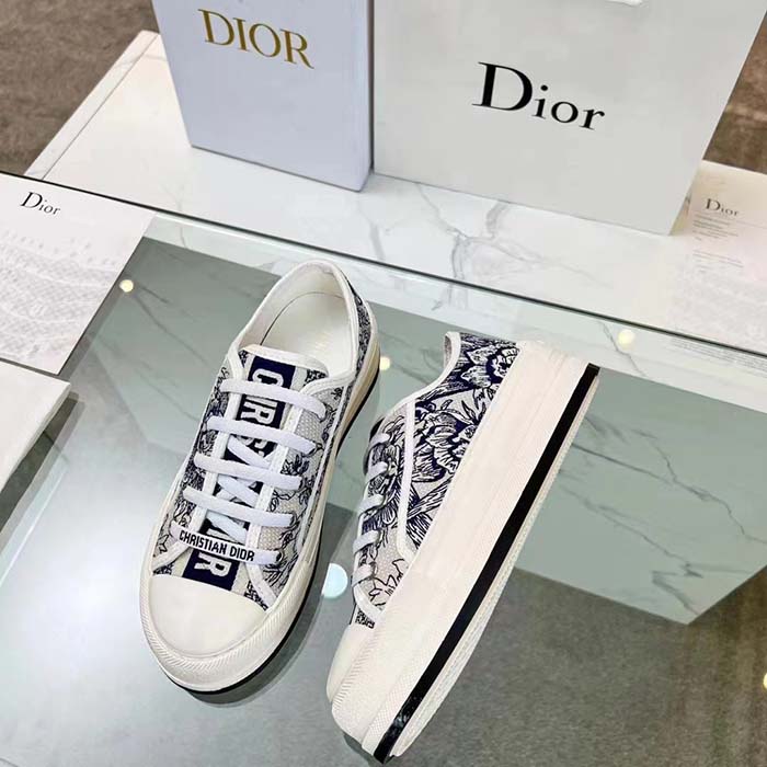 Dior CD Unisex Walk’n’Dior Sneaker Blue Toile De Jouy Embroidered Cotton