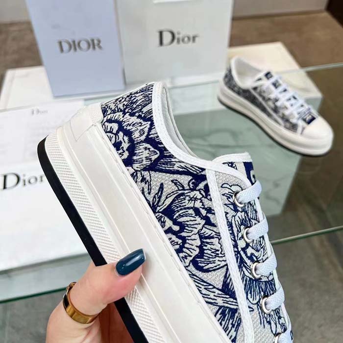 Dior CD Unisex Walk’n’Dior Sneaker Blue Toile De Jouy Embroidered Cotton