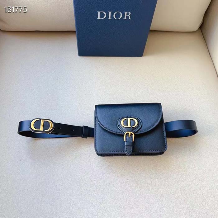 Dior CD Women Dior Bobby Belt Removable Pouch Black Smooth Calfskin 20 MM Width
