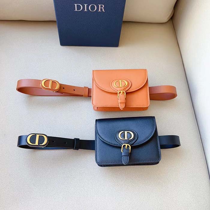 Dior CD Women Dior Bobby Belt Removable Pouch Orange Smooth Calfskin 20 MM Width