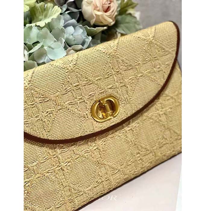 Dior Unisex CD 30 Montaigne Avenue Pouch Flap Natural Cannage Raffia