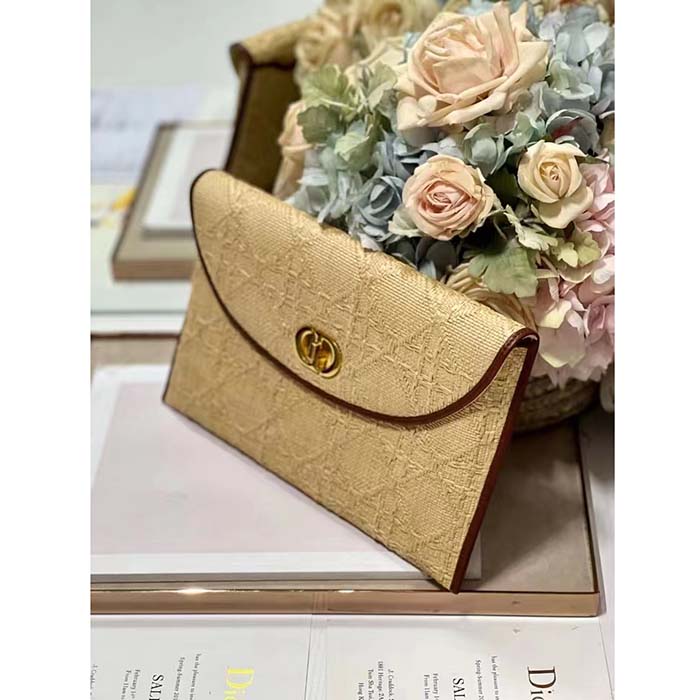 Dior Unisex CD 30 Montaigne Avenue Pouch Flap Natural Cannage Raffia