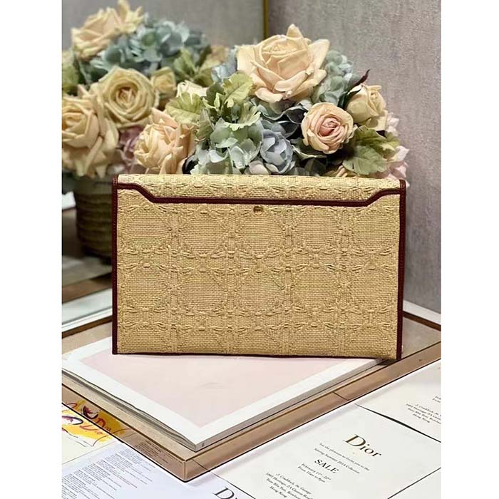 Dior Unisex CD 30 Montaigne Avenue Pouch Flap Natural Cannage Raffia
