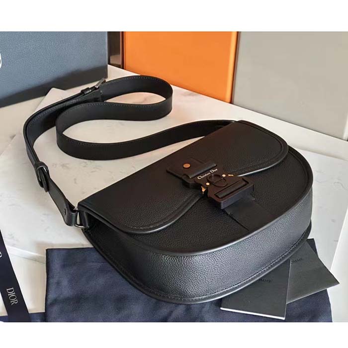 Dior Unisex CD Gallop Bag Strap Black Grained Calfskin