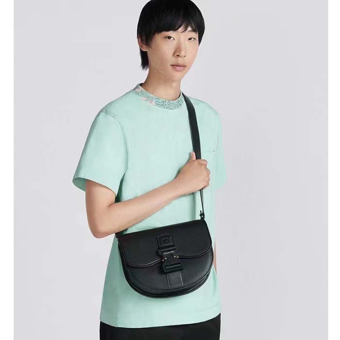 Dior Unisex CD Gallop Bag Strap Black Grained Calfskin