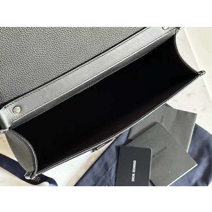 Dior Unisex CD Gallop Bag Strap Black Grained Calfskin