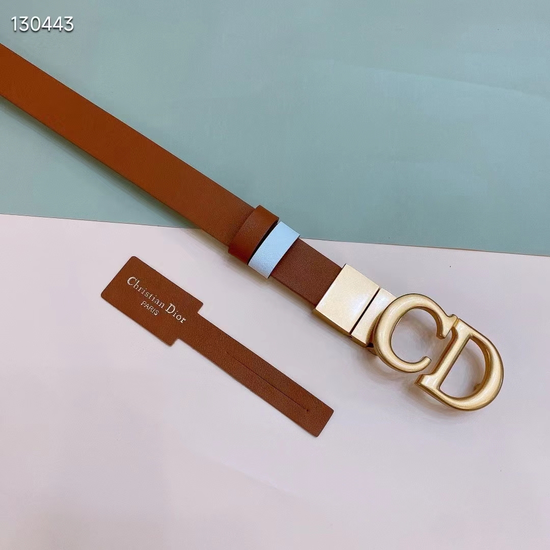 Dior Unisex CD Reversible Saddle Belt Golden Saddle Caramel Beige Smooth Calfskin