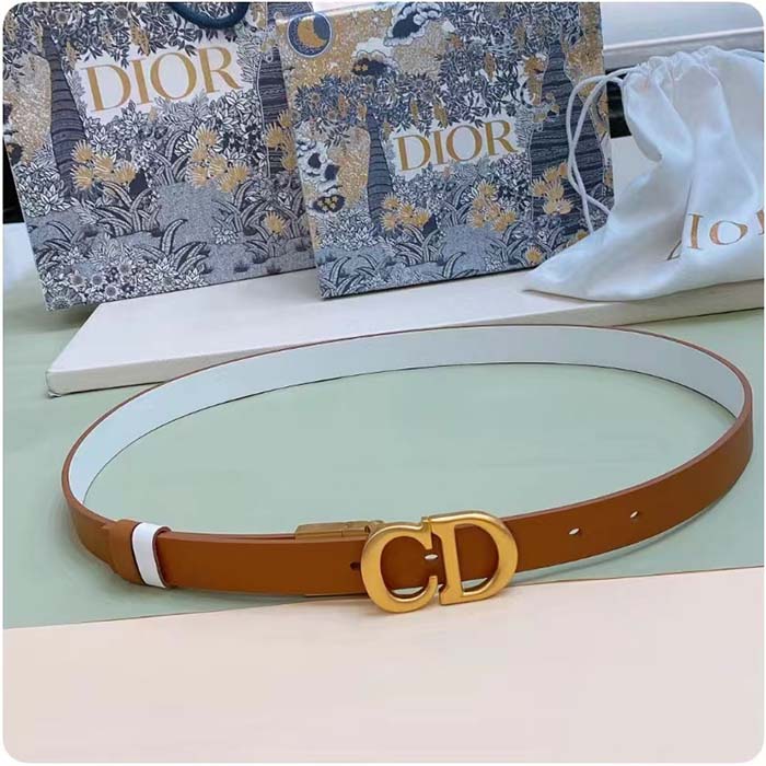 Dior Unisex CD Reversible Saddle Belt Golden Saddle Caramel Beige Smooth Calfskin