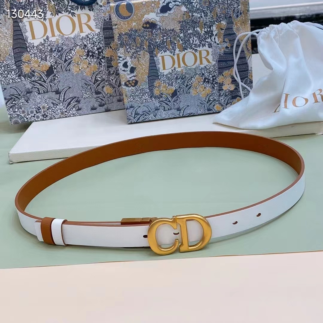 Dior Unisex CD Reversible Saddle Belt Golden Saddle Caramel Beige Smooth Calfskin