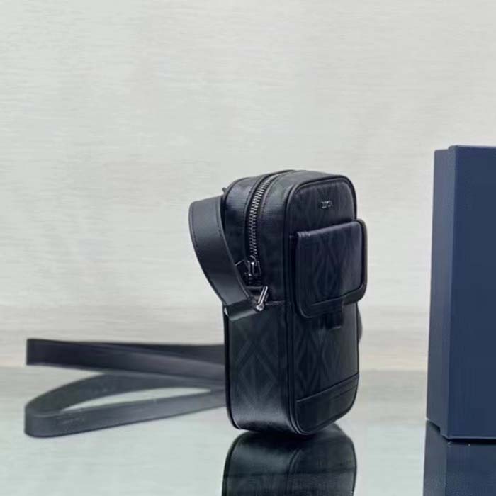 Dior Unisex Hit The Road Vertical Pouch Black CD Diamond Canvas