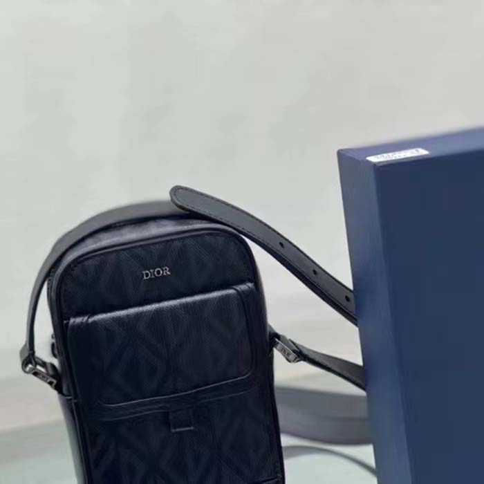 Dior Unisex Hit The Road Vertical Pouch Black CD Diamond Canvas