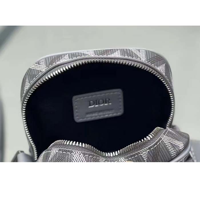 Dior Unisex Hit The Road Vertical Pouch Dior Gray CD Diamond Canvas
