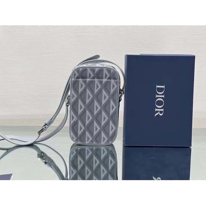 Dior Unisex Hit The Road Vertical Pouch Dior Gray CD Diamond Canvas