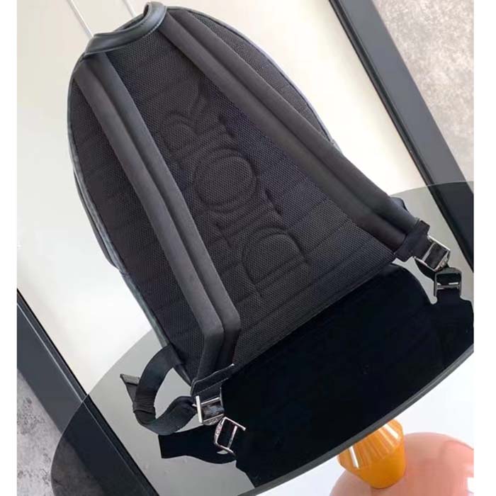 Dior Unisex Rider Backpack Black CD Diamond Canvas Smooth Calfskin