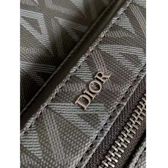 Dior Unisex Rider Backpack Black CD Diamond Canvas Smooth Calfskin
