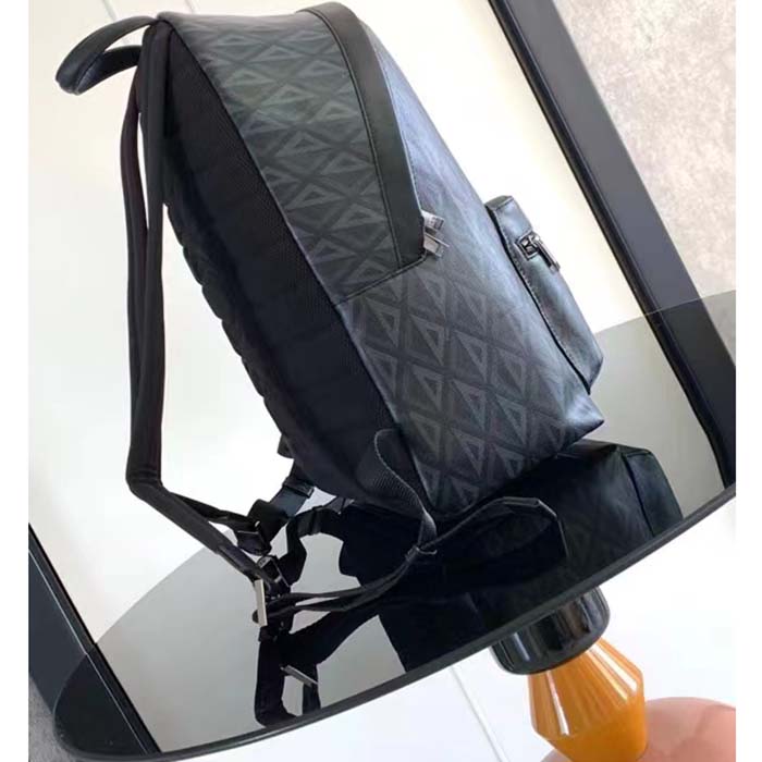 Dior Unisex Rider Backpack Black CD Diamond Canvas Smooth Calfskin