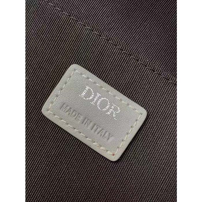 Dior Unisex Rider Backpack Gray CD Diamond Canvas Smooth Calfskin
