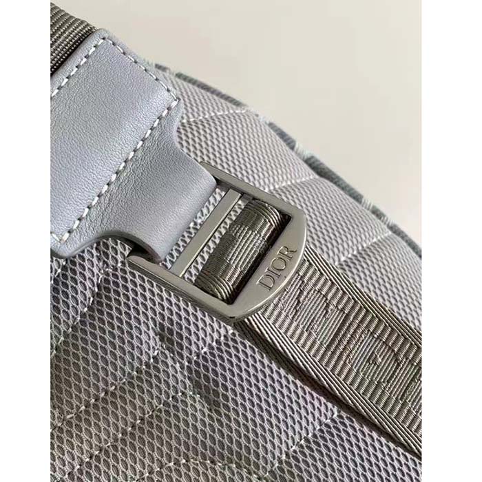 Dior Unisex Rider Backpack Gray CD Diamond Canvas Smooth Calfskin