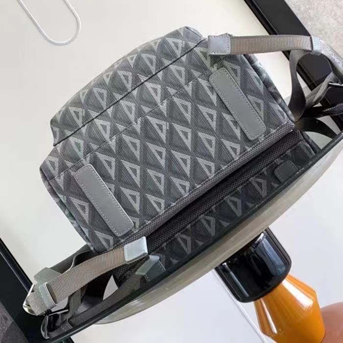 Dior Unisex Rider Backpack Gray CD Diamond Canvas Smooth Calfskin